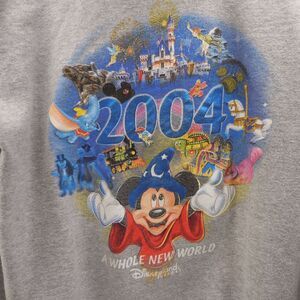 VTG Disneyland Resort 2004 A Whole New World Mickey Mouse Gray Full Zip Hoodie M